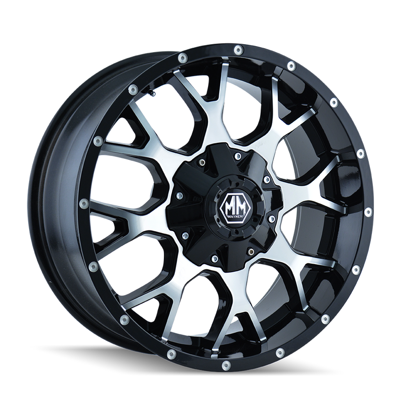 Mayhem - WARRIOR - Black - Black/Machined - 20" x 10", -25 Offset, 8x170 (Bolt pattern), 125.20mm HUB