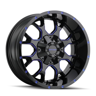 Mayhem - WARRIOR - Black - Black with Prism Blue - 20" x 9", 0 Offset, 8x165.1 (Bolt pattern), 130.80mm HUB