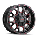 Mayhem - WARRIOR - Black - Black with Prism Red - 17" x 9", 18 Offset, 8x165.1 (Bolt pattern), 130.80mm HUB