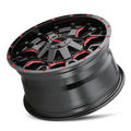 Mayhem - WARRIOR - Black - Black with Prism Red - 17" x 9", 18 Offset, 8x165.1 (Bolt pattern), 130.80mm HUB