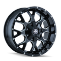 Mayhem - WARRIOR - Black - Black/Milled - 18" x 9", -12 Offset, 8x165.1 (Bolt pattern), 130.80mm HUB