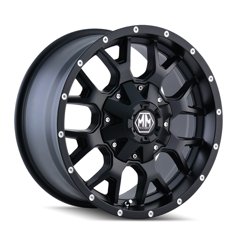 Mayhem - WARRIOR - Black - Matte Black - 20" x 9", 0 Offset, 8x165.1 (Bolt pattern), 130.8mm HUB