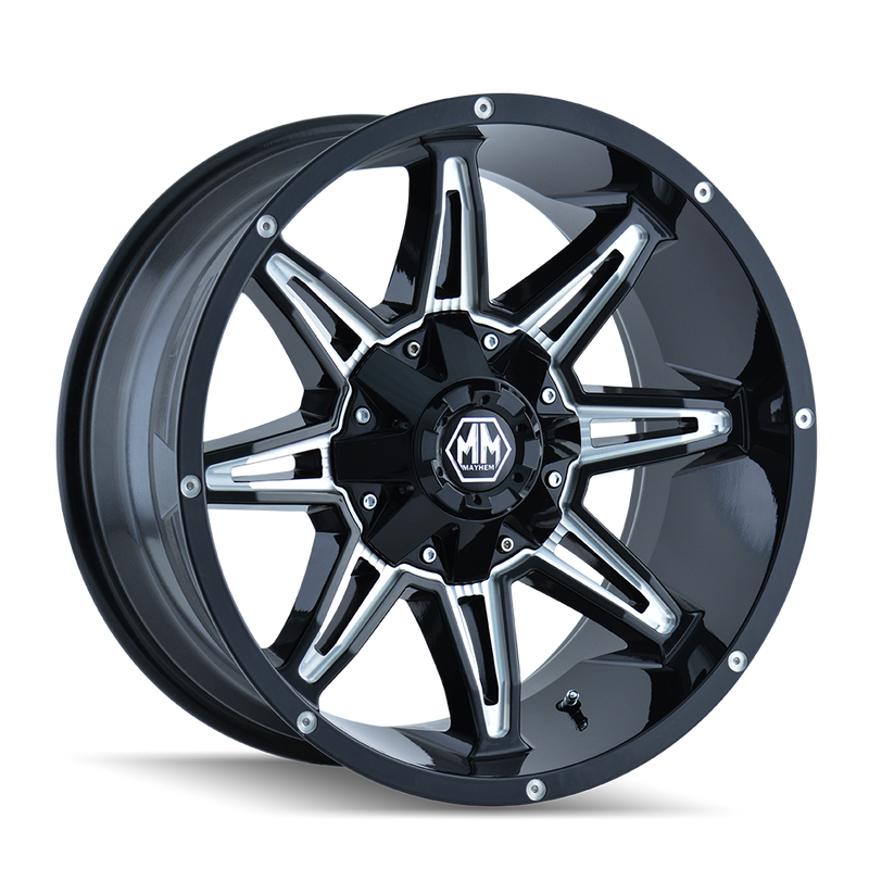 Mayhem - RAMPAGE - Black - Black/Milled Spokes - 17" x 9", 18 Offset, 8x170 (Bolt pattern), 130.80mm HUB
