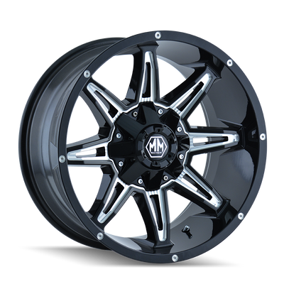 Mayhem - RAMPAGE - Black - Black/Milled Spokes - 17" x 9", 18 Offset, 8x165.1 (Bolt pattern), 130.80mm HUB