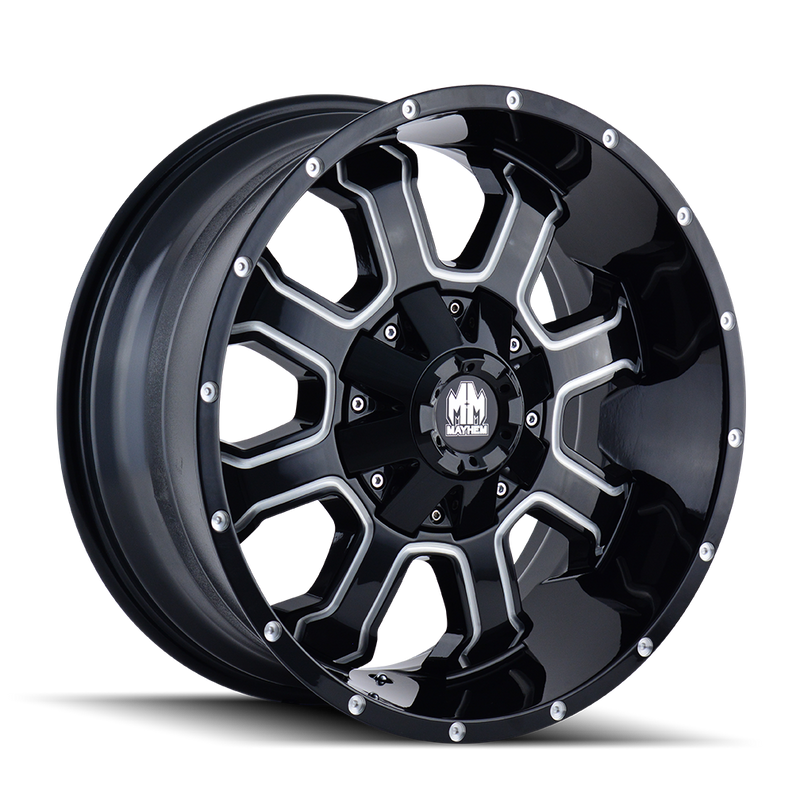 MAYHEM - FIERCE - Black - Black/Milled - 17" x 9", 18 Offset, 8x165.1 (Bolt pattern), 130.8mm HUB