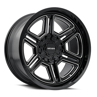 Mayhem - HERMOSA - Black - Gloss Black Milled - 20" x 9", 18 Offset, 5x114.3/127 (Bolt pattern), 87.00mm HUB