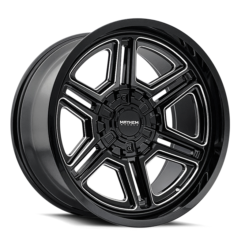 Mayhem - HERMOSA - Black - Gloss Black Milled - 20" x 10", -25 Offset, 8x180 (Bolt pattern), 124.1mm HUB