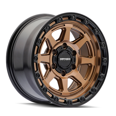 Mayhem - RIDGELINE - Black - Gloss Bronze W/ Black Lip - 17" x 8.5", -6 Offset, 5x127 (Bolt pattern), 78.1mm HUB