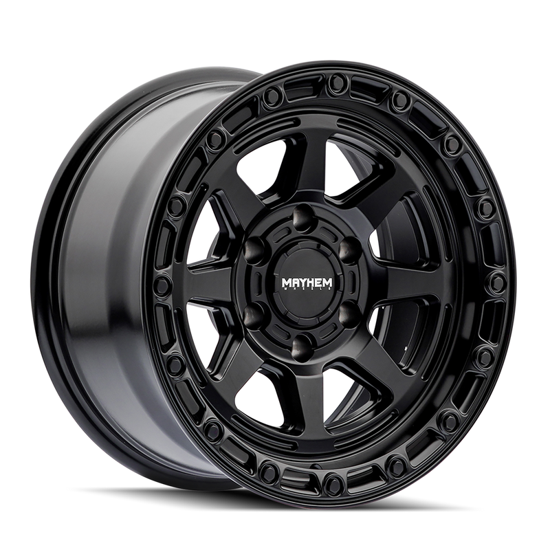 Mayhem - RIDGELINE - Black - Satin Black - 20" x 9", 18 Offset, 8x165.1 (Bolt pattern), 125.20mm HUB