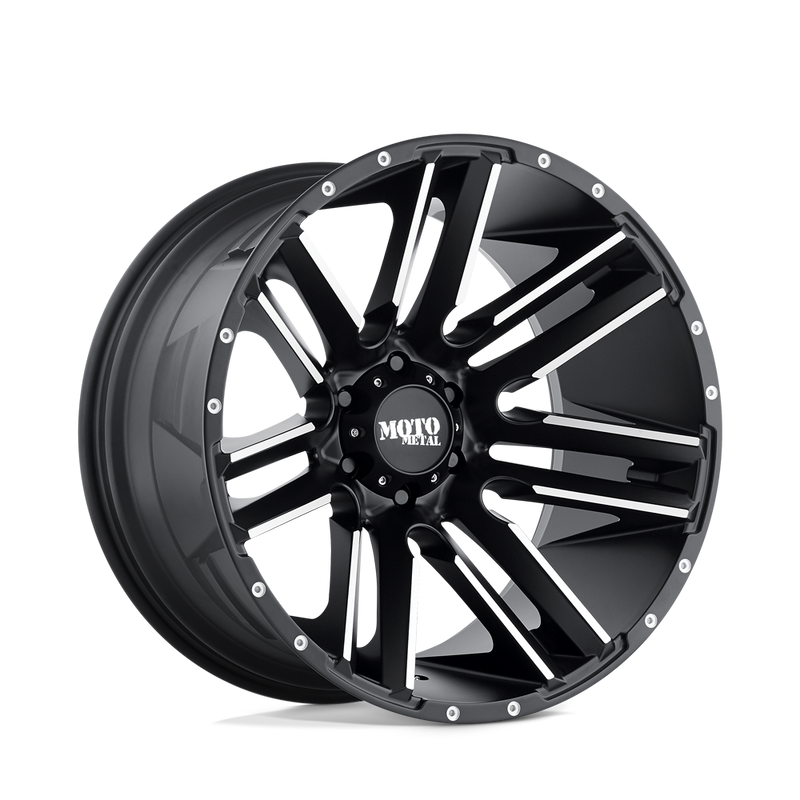 Moto Metal - MO978 RAZOR - Black - Satin Black Machined - 20" x 12", -44 Offset, 5x127 (Bolt pattern), 78.1mm HUB