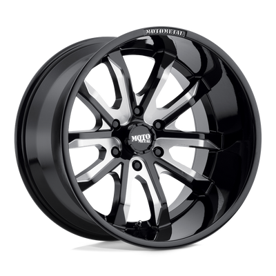 Moto Metal - MO983 DAGGER - Black - Gloss Black Milled - 20" x 12", -44 Offset, 6x139.7 (Bolt pattern), 106.1mm HUB