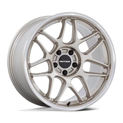 Motegi - MR158 TSUBAKI - Gold - Motorsport Gold with Machined Lip - 18" x 8.5", 42 Offset, 5x112 (Bolt pattern), 66.56mm HUB