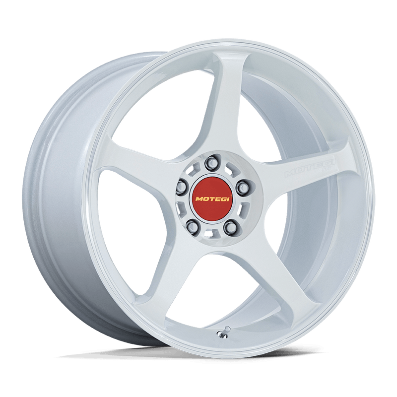 Motegi - MR159 BATTLE V - White - Matsuri White Pearl with Machined Lip Stripe - 18" x 10.5", 35 Offset, 5x120 (Bolt pattern), 74.10mm HUB
