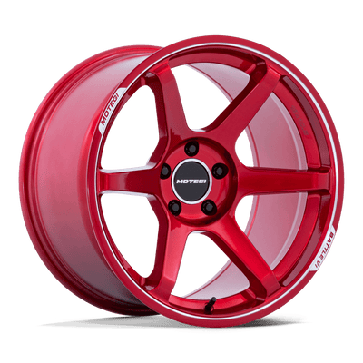 Motegi - BATTLE - Cherry Red Metallic with Machined Lip - 18" x 8.5", 35 Offset, 5x114.3 (Bolt pattern), 72.56mm HUB