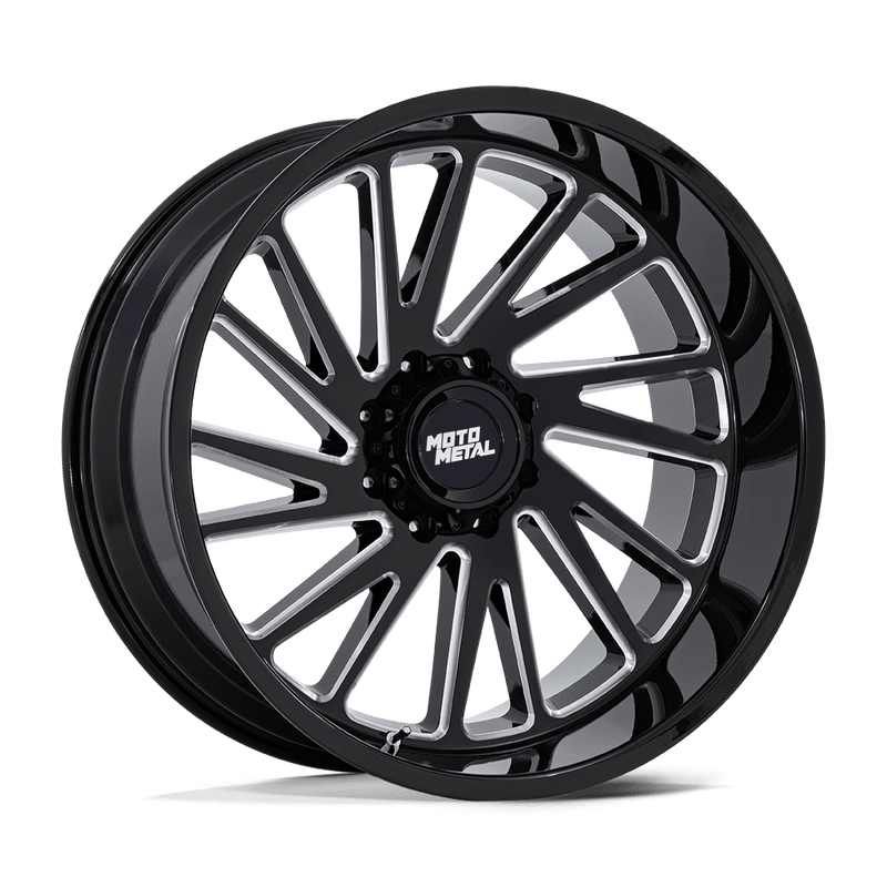 Moto Metal - MO811 COMBAT - Black - Gloss Black Milled - 20" x 10", -18 Offset, 5x127 (Bolt pattern), 71.5mm HUB