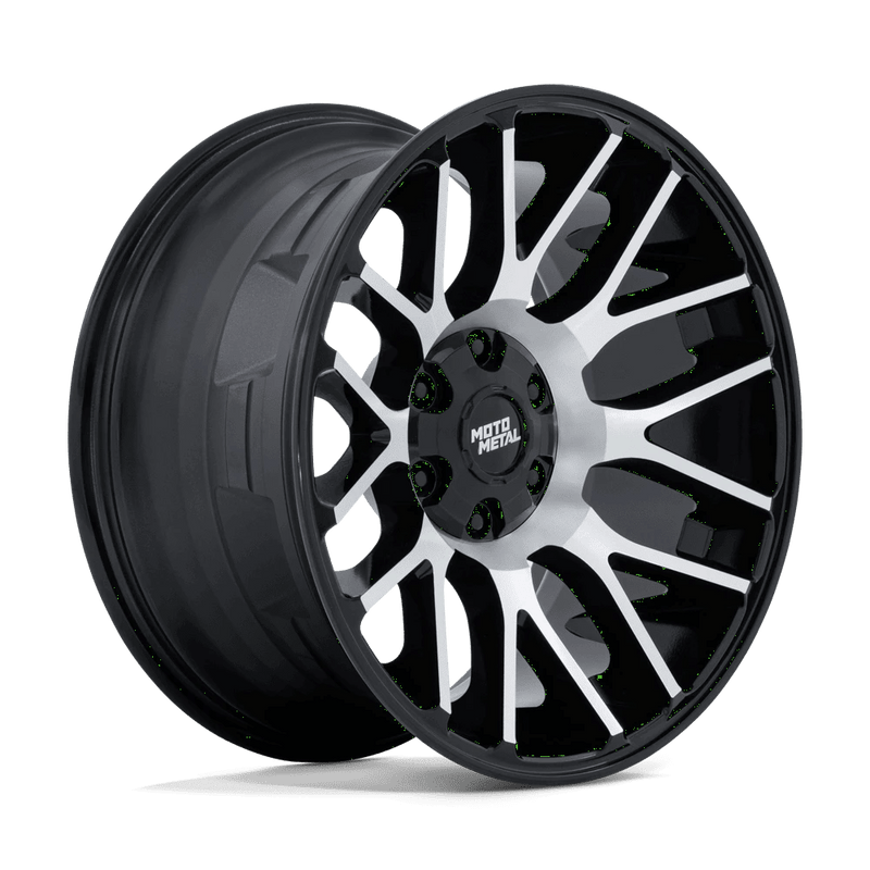 Moto Metal - MO816 OVERLOOK - Black - Gloss Black W/ Machined Face - 20" x 10", -18 Offset, 8x165.1 (Bolt pattern), 125.1mm HUB