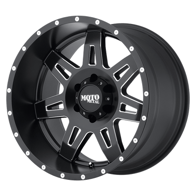 Moto Metal - MO975 - Black - Satin Black Milled - 20" x 10", -24 Offset, 5x127 (Bolt pattern), 78.1mm HUB