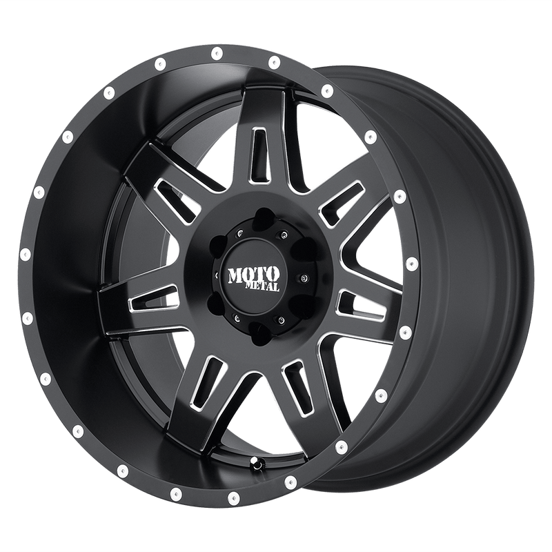 Moto Metal - MO975 - Black - Satin Black Milled - 20" x 10", -24 Offset, 5x127 (Bolt pattern), 78.1mm HUB