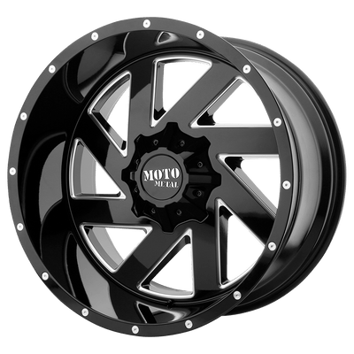 Moto Metal - MO988 MELEE - Black - Gloss Black Milled - 22" x 12", -44 Offset, 8x170 (Bolt pattern), 125.1mm HUB