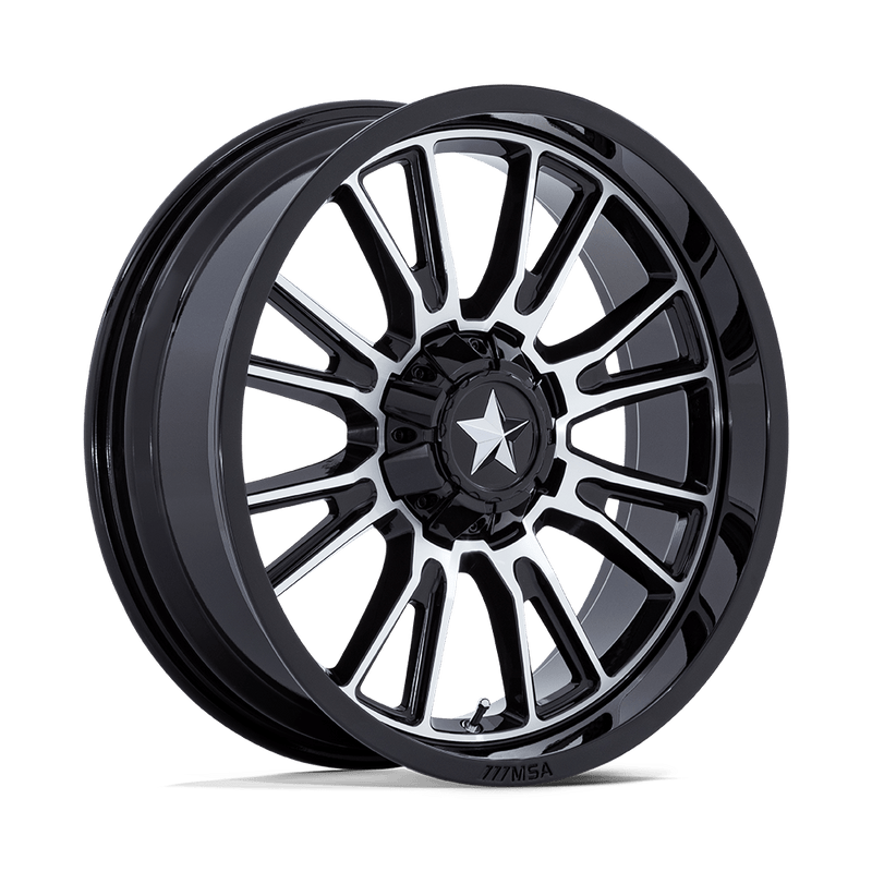 MSA Offroad Wheels - M51 THUNDERLIPS - Black - Gloss Black Machined - 24" x 7", 0 Offset, 5x114.3 (Bolt pattern), 72.56mm HUB