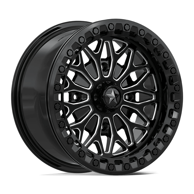 MSA Offroad Wheels - MA53 BOLO UTV BEADLOCK - Black - Gloss Black Milled - 15" x 7", 10 Offset, 4x110 (Bolt pattern), 86mm HUB