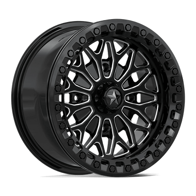 MSA Offroad Wheels - MA53 BOLO UTV BEADLOCK - Black - Gloss Black Milled - 15" x 7", 10 Offset, 4x137 (Bolt pattern), 96mm HUB