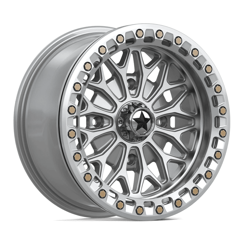 MSA Offroad Wheels - MA53 BOLO UTV BEADLOCK - Silver - Gloss Silver W/ Machined Face - 15" x 7", 10 Offset, 4x156 (Bolt pattern), 115.1mm HUB