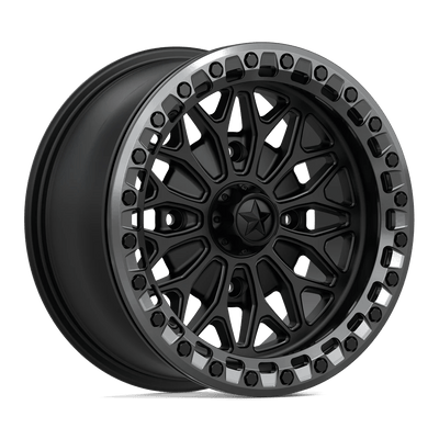 MSA Offroad Wheels - MA53 BOLO UTV BEADLOCK - Black - Matte Black W/ Gl-Gunmetal Rg - 15" x 7", 10 Offset, 4x110 (Bolt pattern), 86mm HUB