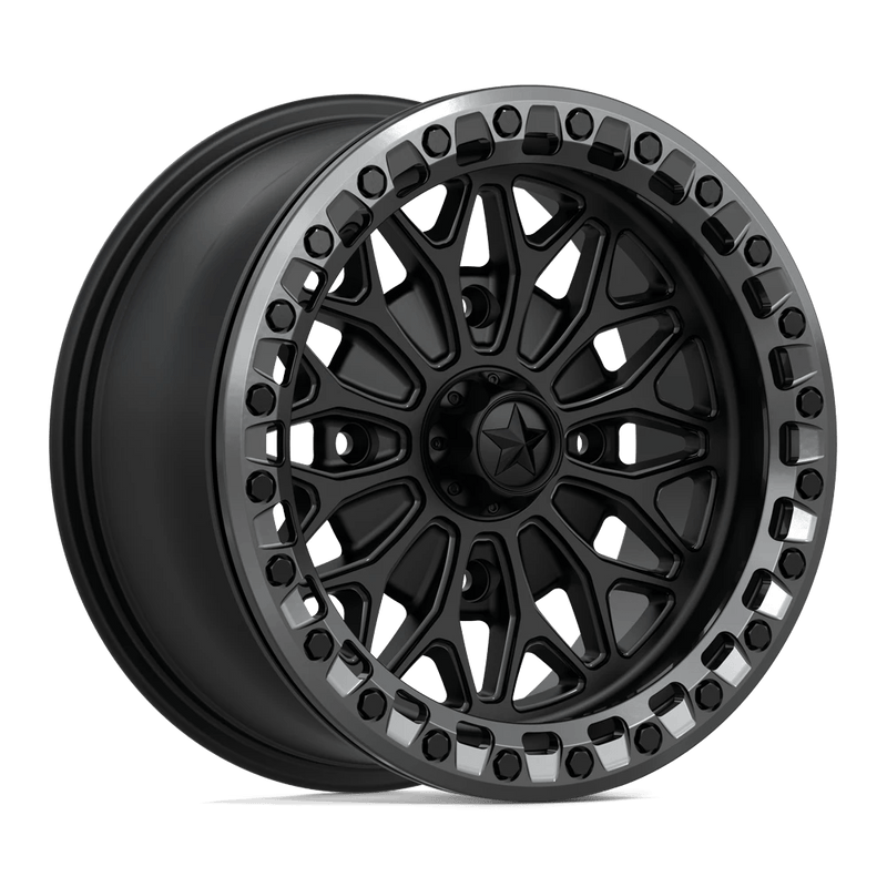MSA Offroad Wheels - MA53 BOLO UTV BEADLOCK - Black - Matte Black W/ Gl-Gunmetal Rg - 15" x 7", 10 Offset, 4x110 (Bolt pattern), 86mm HUB