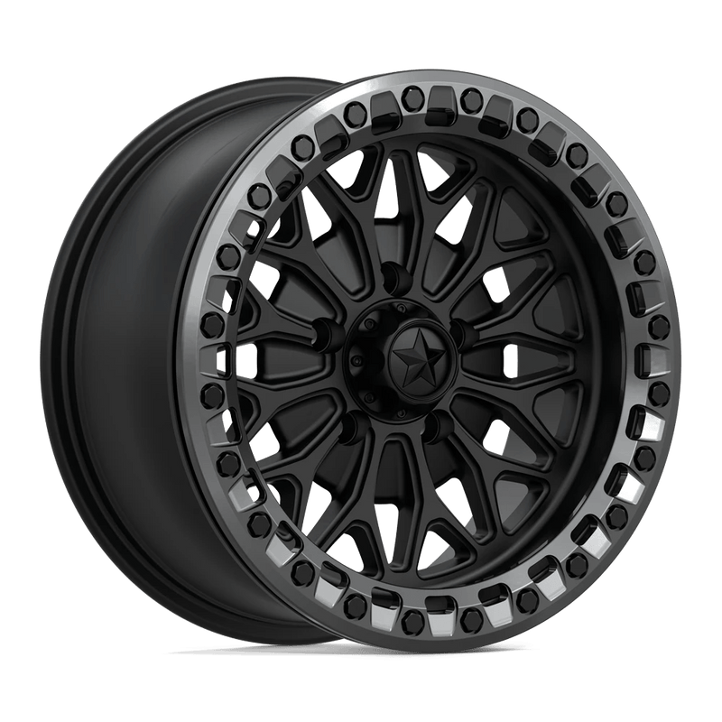 MSA Offroad Wheels - MA53 BOLO UTV BEADLOCK - Black - Matte Black W/ Gl-Gunmetal Rg - 15" x 7", 10 Offset, 5x114.3 (Bolt pattern), 72.56mm HUB