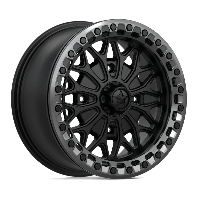 MSA Offroad Wheels - MA53 BOLO UTV BEADLOCK - Black - Matte Black W/ Gl-Gunmetal Rg - 15" x 7", 38 Offset, 4x110 (Bolt pattern), 86mm HUB