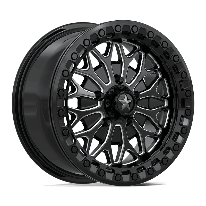 MSA Offroad Wheels - MA53 BOLO UTV BEADLOCK - Black - Gloss Black Milled - 15" x 7", 38 Offset, 5x114.3 (Bolt pattern), 72.56mm HUB