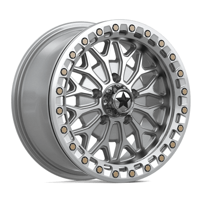 MSA Offroad Wheels - MA53 BOLO UTV BEADLOCK - Silver - Gloss Silver W/ Machined Face - 15" x 7", 38 Offset, 5x114.3 (Bolt pattern), 72.56mm HUB