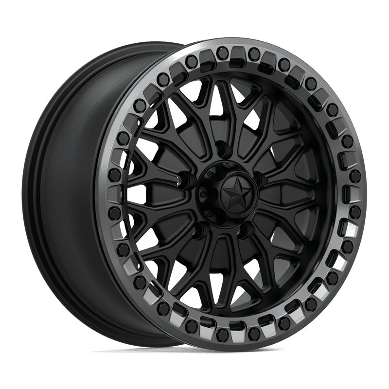 MSA Offroad Wheels - MA53 BOLO UTV BEADLOCK - Black - Matte Black W/ Gl-Gunmetal Rg - 15" x 7", 38 Offset, 5x114.3 (Bolt pattern), 72.56mm HUB