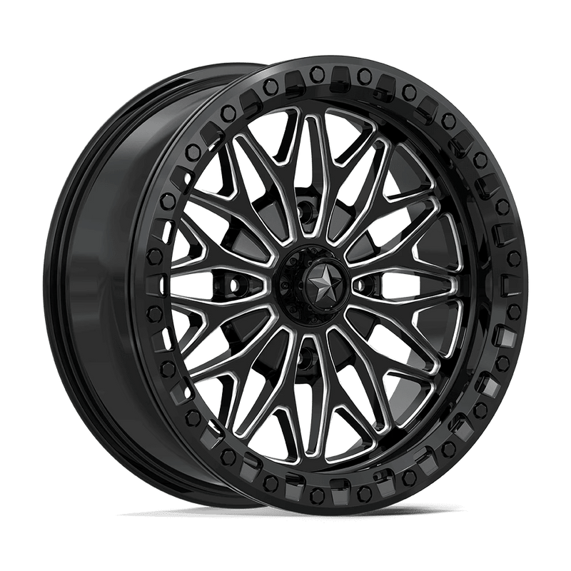 MSA Offroad Wheels - MA53 BOLO UTV BEADLOCK - Black - Gloss Black Milled - 18" x 7", 10 Offset, 4x137 (Bolt pattern), 96mm HUB