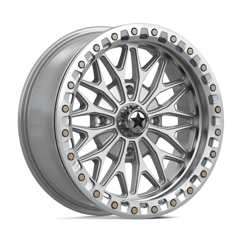MSA Offroad Wheels - MA53 BOLO UTV BEADLOCK - Silver - Gloss Silver W/ Machined Face - 18" x 7", 10 Offset, 4x137 (Bolt pattern), 96mm HUB