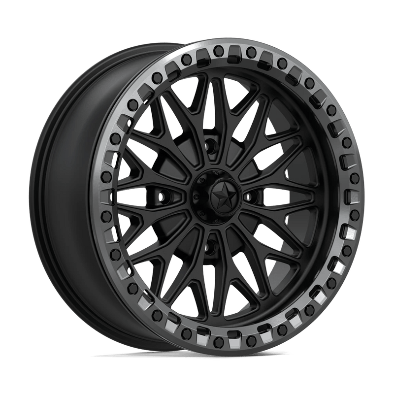 MSA Offroad Wheels - MA53 BOLO UTV BEADLOCK - Black - Matte Black W/ Gl-Gunmetal Rg - 18" x 7", 10 Offset, 4x137 (Bolt pattern), 96mm HUB