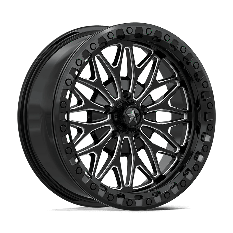 MSA Offroad Wheels - MA53 BOLO UTV BEADLOCK - Black - Gloss Black Milled - 18" x 7", 10 Offset, 5x114.3 (Bolt pattern), 72.56mm HUB
