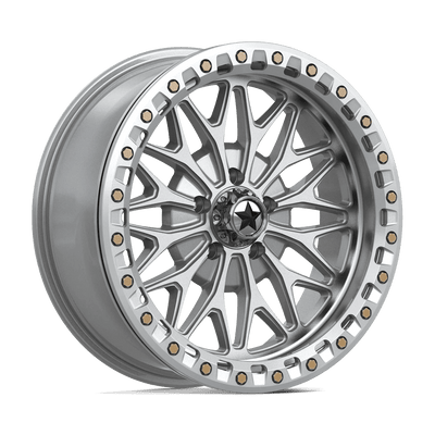 MSA Offroad Wheels - MA53 BOLO UTV BEADLOCK - Silver - Gloss Silver W/ Machined Face - 18" x 7", 10 Offset, 5x114.3 (Bolt pattern), 72.56mm HUB