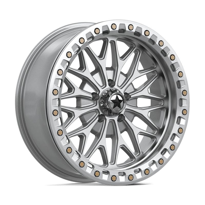 MSA Offroad Wheels - MA53 BOLO UTV BEADLOCK - Silver - Gloss Silver W/ Machined Face - 18" x 7", 10 Offset, 5x114.3 (Bolt pattern), 72.56mm HUB
