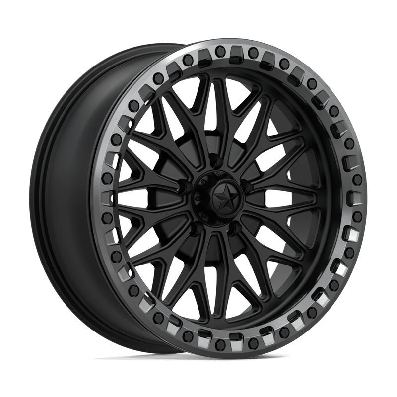 MSA Offroad Wheels - MA53 BOLO UTV BEADLOCK - Black - Matte Black W/ Gl-Gunmetal Rg - 18" x 7", 10 Offset, 5x114.3 (Bolt pattern), 72.56mm HUB