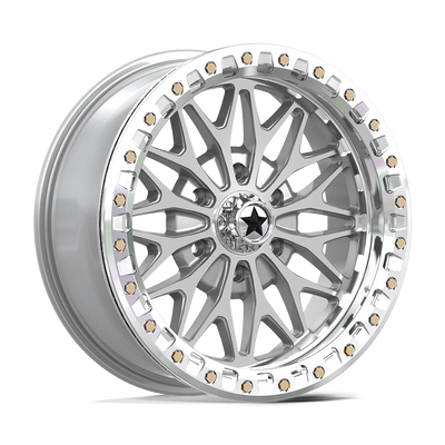 MSA Offroad Wheels - MA53 BOLO UTV BEADLOCK - Silver - GLOSS SILVER W/ MACHINED FACE - 18" x 7", 10 Offset, 6x139.7 (Bolt Pattern), 100.3mm HUB