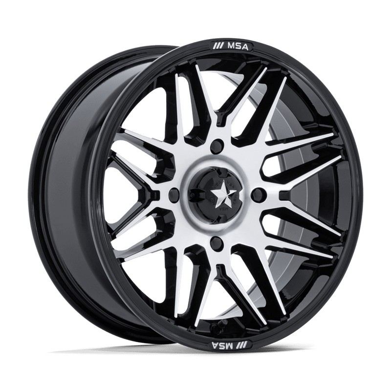 MSA Offroad Wheels - RADAR - Black - Gloss Black with Machined Face - 15" x 7", 10 Offset, 4x156 (Bolt pattern), 115.10mm HUB