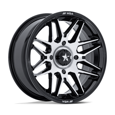 MSA Offroad Wheels - RADAR - Black - Gloss Black with Machined Face - 15" x 7", 10 Offset, 4x110 (Bolt pattern), 86.00mm HUB