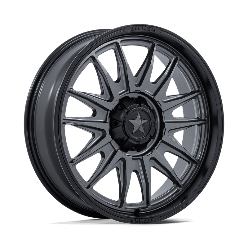 MSA Offroad Wheels - COMMANDER - Gunmetal - Matte Gunmetal with Matte Black Lip - 15" x 7", 10 Offset, 5x114.3 (Bolt pattern), 72.56mm HUB
