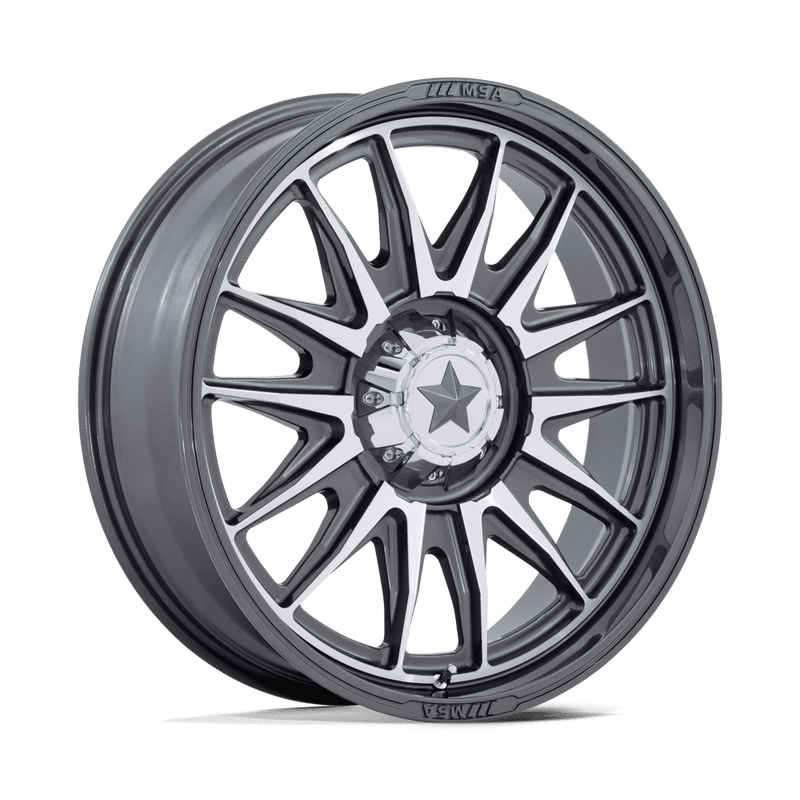 MSA Offroad Wheels - COMMANDER - Grey - Platinum with Machined Face - 20" x 7", 0 Offset, 4x110 (Bolt pattern), 86.00mm HUB