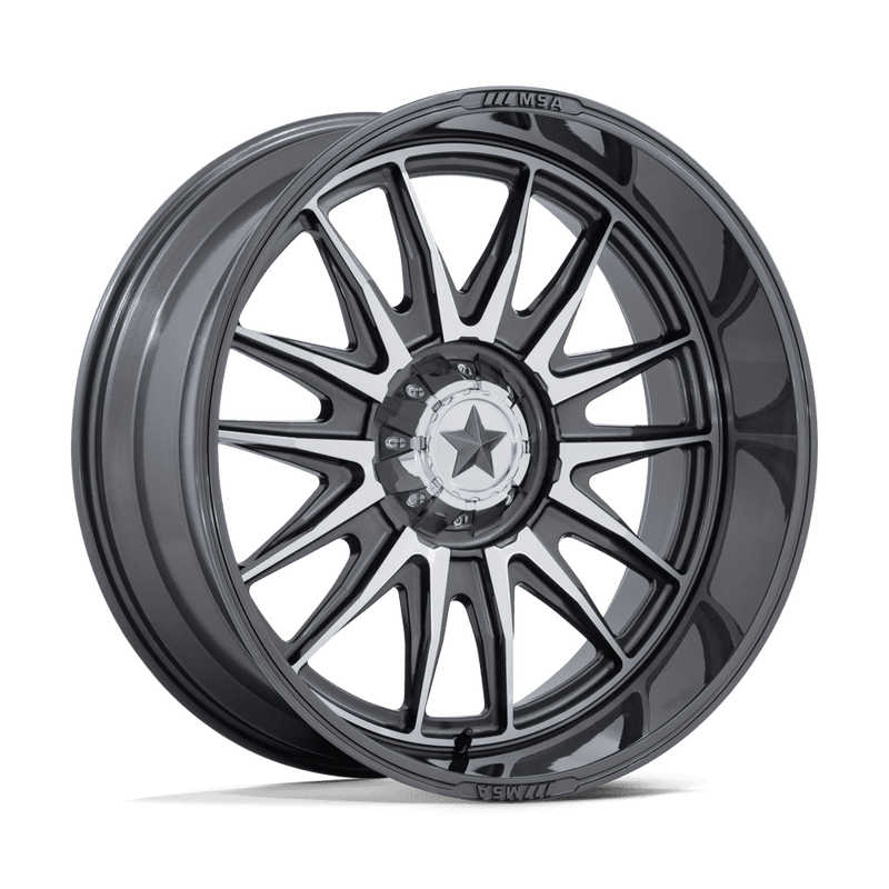 MSA Offroad Wheels - COMMANDER - Grey - Platinum with Machined Face - 24" x 10", -25 Offset, 5x114.3 (Bolt pattern), 72.56mm HUB