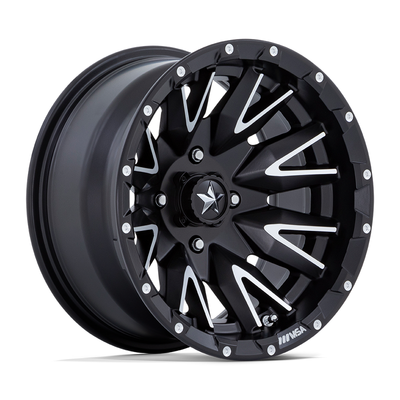 MSA Offroad Wheels - M49 CREED - Black - Matte Black Machined - 15" x 7", 10 Offset, 4x156 (Bolt pattern), 115.1mm HUB