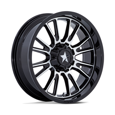 MSA Offroad Wheels - M51 THUNDERLIPS - Black - Gloss Black Machined - 24" x 7", 0 Offset, 4x137/156 (Bolt pattern), 110.1mm HUB