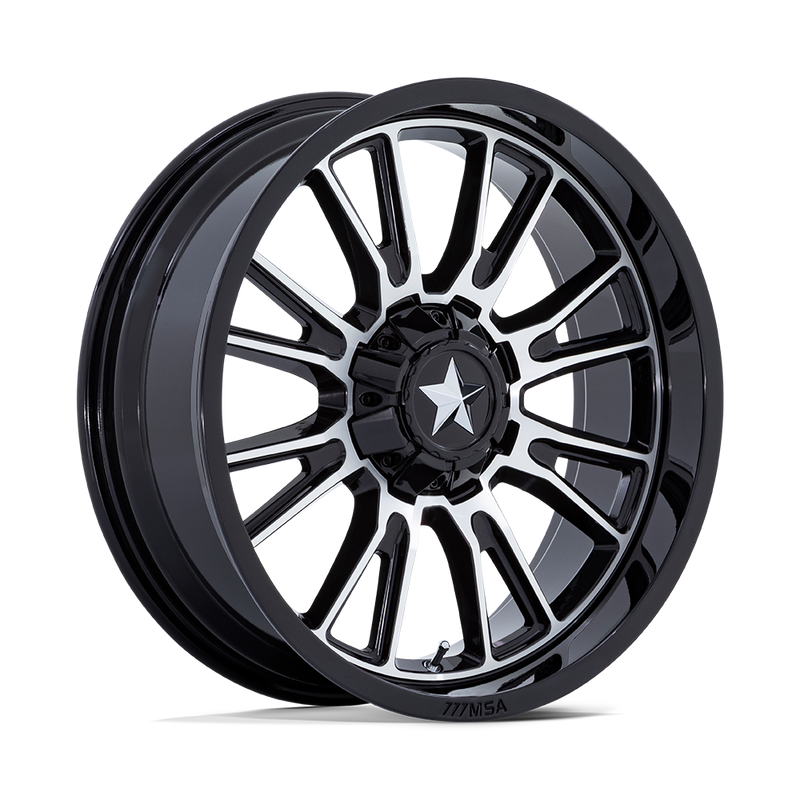 MSA Offroad Wheels - M51 THUNDERLIPS - Black - Gloss Black Machined - 14" x 7", 10 Offset, 4x137/156 (Bolt pattern), 110.1mm HUB